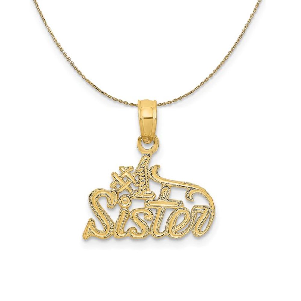 14k Yellow Gold #1 Sister Necklace - 16 Inch